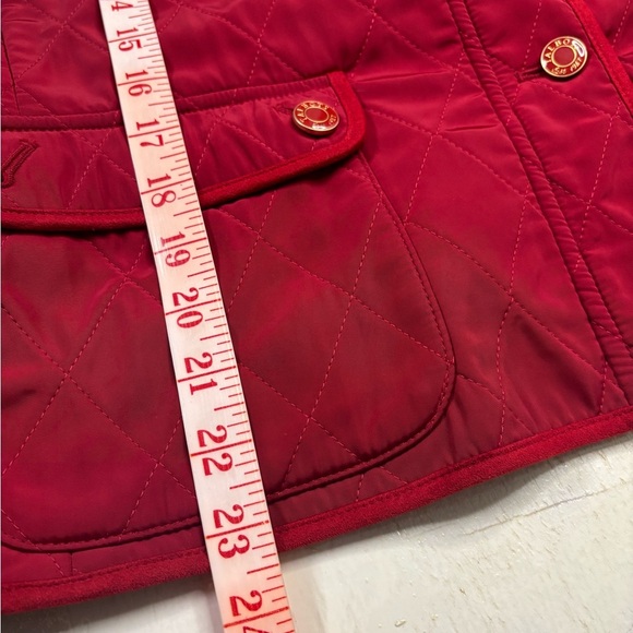 Talbots Size Large Petite Quilted Vest Red Button Collar Side Pockets - Picture 4 of 8